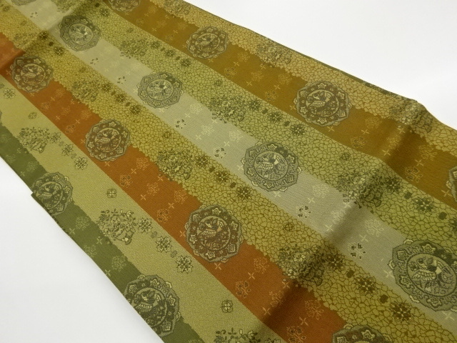 JAPANESE NAGOYA OBI / WOVEN FLOWER CREST